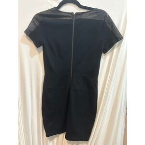 Olivaceous Black Dress Snakeskin Faux Leather Detail Career‎ Party Mini Dress